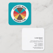 Abstract Pie 05 - Blauw #009FAE Vierkante Visitekaartje (Voorkant / Achterkant)
