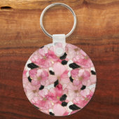 Abstract Pink And Black Alcohol Ink Art Sleutelhanger (Voorkant)