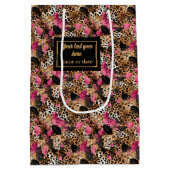 Abstract pink and black leopard skin gift pack medium cadeauzakje (Achterkant)