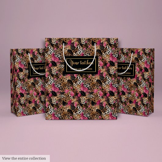 Abstract pink and black leopard skin gift pack medium cadeauzakje