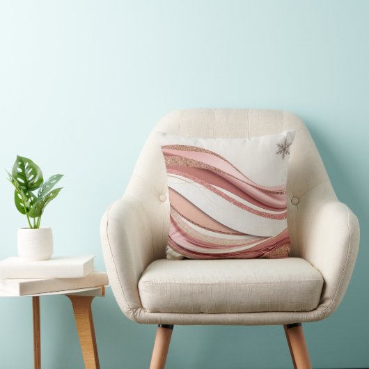 Abstract Pink and Gold Glitter Waves Pillow Kussen (Stoel)