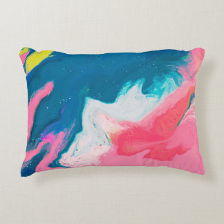 Abstract pink and turquoise paint background with  accent kussen