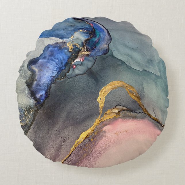 Abstract pink-blue background with beautiful smudg rond kussen (Voorkant)