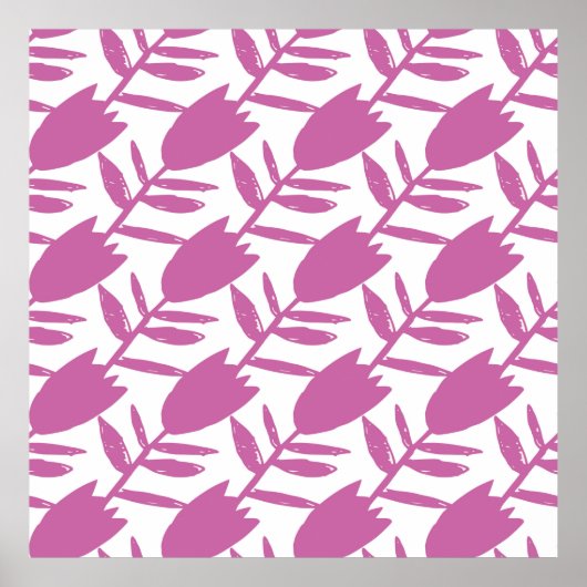 Abstract pink bluebell flowers seamless pattern on poster (Voorkant)