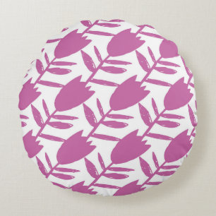 Abstract pink bluebell flowers seamless pattern on rond kussen