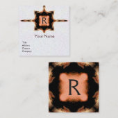 ABSTRACT PINK BROWN SQUARE MONOGRAM White Pearl Vierkante Visitekaartje (Voorkant / Achterkant)