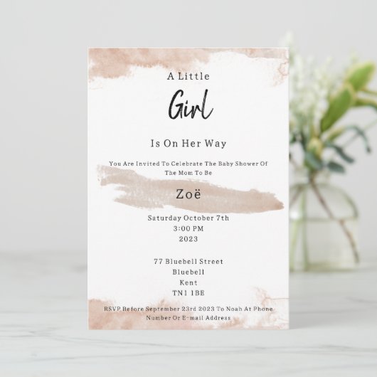 Abstract Pink Elements Sweet Baby Girl Baby Shower Kaart (Staand voorkant)