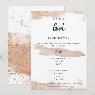 Abstract Pink Elements Sweet Baby Girl Baby Shower Kaart