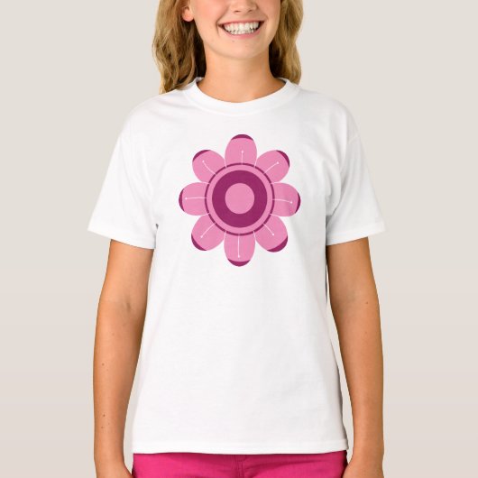 Abstract Pink Flower Illustration T-shirt (Voorkant)
