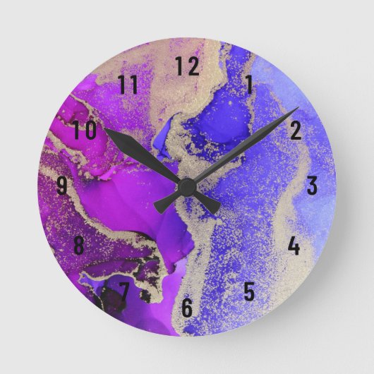 Abstract Pink Purple Gold Large Clock Ronde Klok (Voorkant)