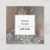 Abstract Pink Purple Silver Alcohol Ink Liquid Art Vierkante Visitekaartje (Voorkant)