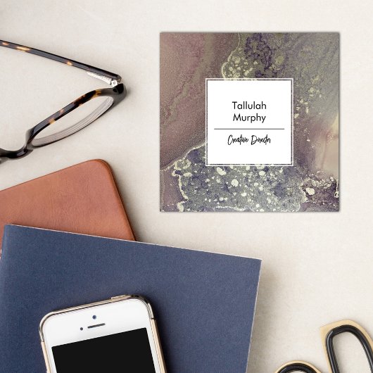 Abstract Pink Purple Silver Alcohol Ink Liquid Art Vierkante Visitekaartje