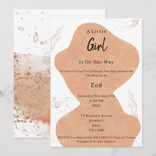 Abstract Pink Shapes And Elements Sweet Baby Girl Kaart (Voorkant / Achterkant)