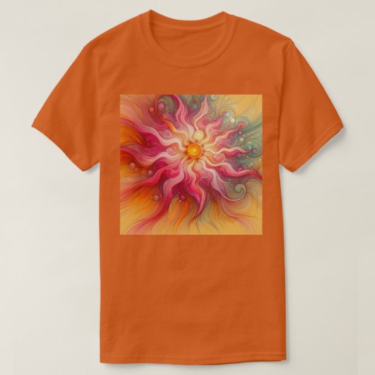 Abstract Pink Sun Rays Landscape T-shirt (Design voorkant)