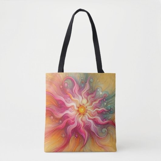 Abstract Pink Sun Rays Landscape Tote Bag (Voorkant)