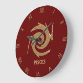Abstract Pisces Red Zodiac Symbol Wall Clock Grote Klok (Hoek)