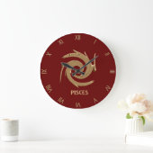 Abstract Pisces Red Zodiac Symbol Wall Clock Grote Klok (Huis)