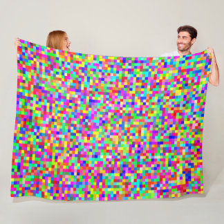 Abstract Pixelated RGB Fleece Deken