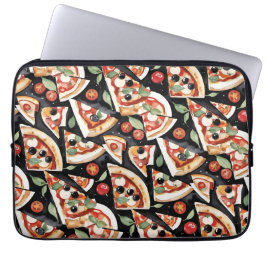 Abstract Pizza Slices On A Black Background Laptop Sleeve