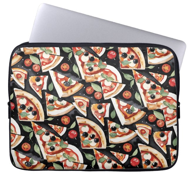 Abstract Pizza Slices On A Black Background Laptop Sleeve (Voorkant)
