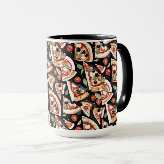 Abstract Pizza Slices On A Black Background Mok (Voorkant rechts)