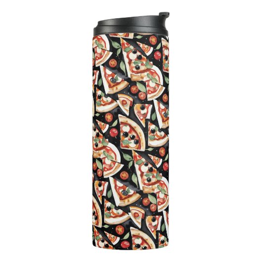 Abstract Pizza Slices On A Black Background Thermosbeker (Gedraaid links)