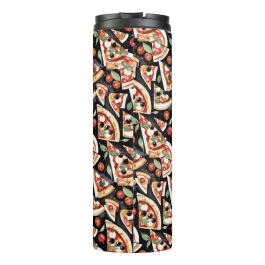 Abstract Pizza Slices On A Black Background Thermosbeker (Achterkant)