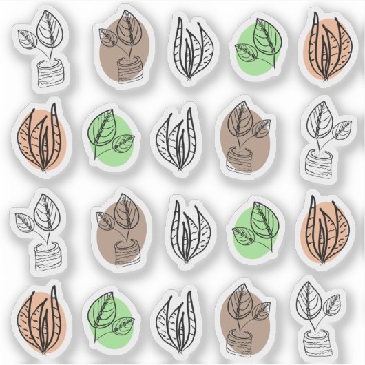 Abstract Plant Doodles Sticker (Voorkant)