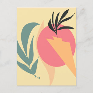 Abstract Plant Illustratie vormen Roze geel Briefkaart