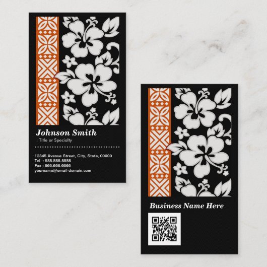 Abstract plantaardig patroon met QR-code Visitekaartje (Voorkant / Achterkant)