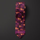 Abstract Plum & Copper Botanical Stropdas