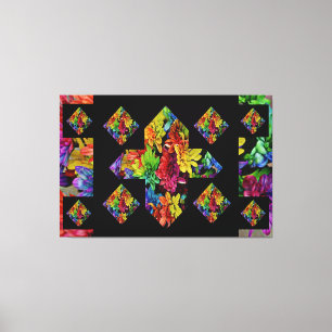 Abstract plus Sign Multi-Colored Floral Art Canvas Afdruk