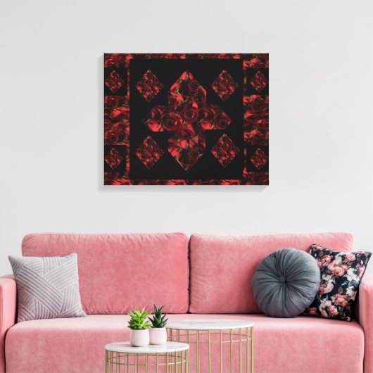 Abstract Plus Sign Red Rose Canvas Art (20 x 16) (Insitu (Woonkamer))