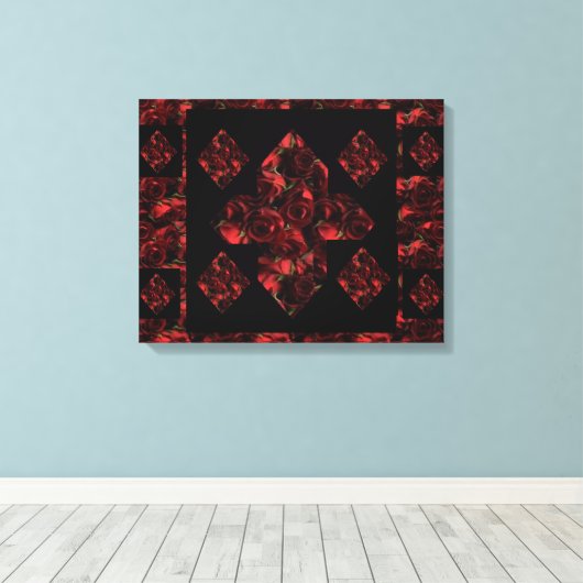 Abstract Plus Sign Red Rose Canvas Art (20 x 16) Afdruk (Insitu (Houten vloer))