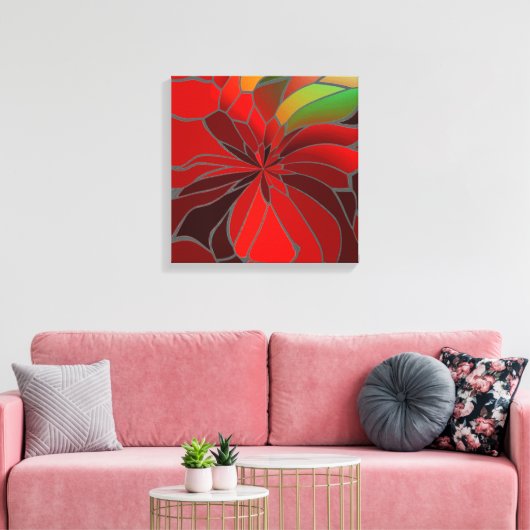 Abstract Poinsettia Canvas Afdruk (Insitu (Woonkamer))