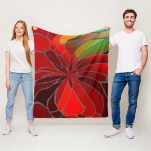 Abstract Poinsettia Fleece Deken