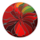 Abstract Poinsettia Keramische Knop (Voorkant)
