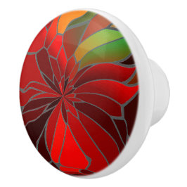 Abstract Poinsettia Keramische Knop