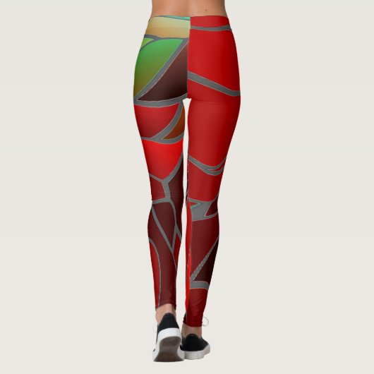 Abstract Poinsettia Leggings (Achterkant)