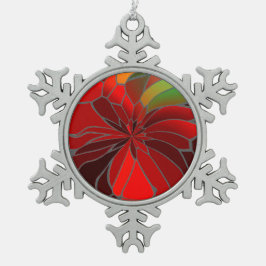 Abstract Poinsettia Tin Sneeuwvlok Ornament