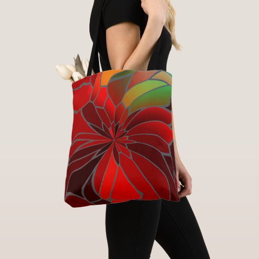 Abstract Poinsettia Tote Bag (Dichtbij)
