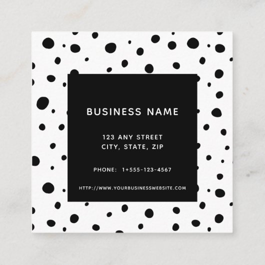 Abstract poka Dot Modern Minimal Zwart Wit Vierkante Visitekaartje (Achterkant)