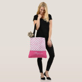 Abstract poka stipt roze modern design. tote bag (Op model)