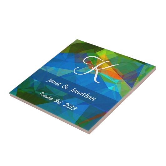 Abstract polygons 39 monogram tegeltje (Zijkant)