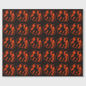 Abstract, pompoen gezichten op zwart, Halloween Cadeaupapier (Vlak)