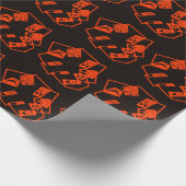 Abstract, pompoen gezichten op zwart, Halloween Cadeaupapier (Hoek)