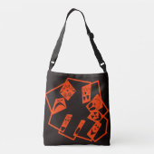 Abstract, pompoen gezichten op zwart, Halloween Crossbody Tas (Achterkant)
