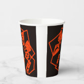 Abstract, pompoen gezichten op zwart, Halloween Papieren Bekers (Links)