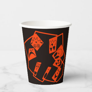 Abstract, pompoen gezichten op zwart, Halloween Papieren Bekers
