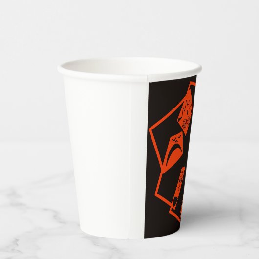 Abstract, pompoen gezichten op zwart, Halloween Papieren Bekers (Rechts)